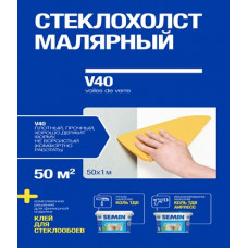 Стеклохолст СМит V50/ Стеклохолст малярный плотностью 50 г/м2 (длина 50 м ширина 1 м)