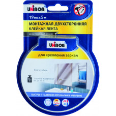 Двусторонняя клейкая лента Unibob, вспененная, для крепления зеркал, 19 мм x 5 м